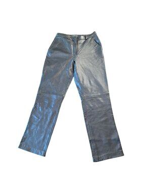 Crossing Pointe Lamb Leather Straight Leg Black Pants 6PT Stylish Durable Modern